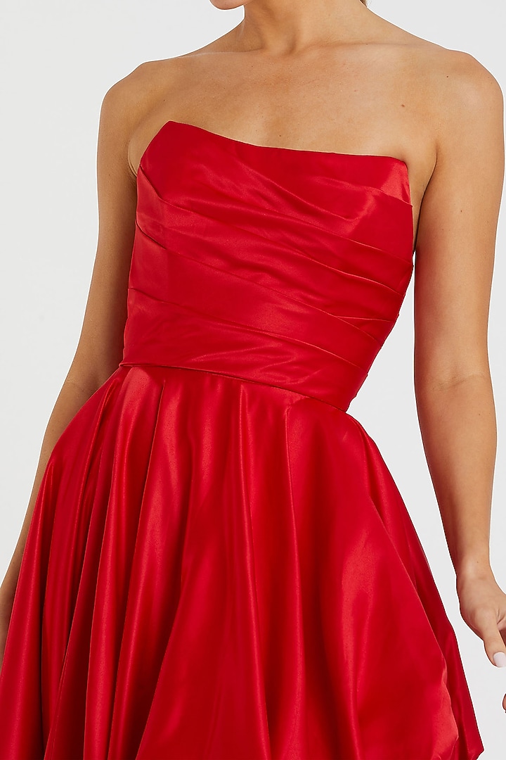Red Polyester Strapless High-Low Engagement Gown by Mac Duggal at Pernia's Pop Up Shop