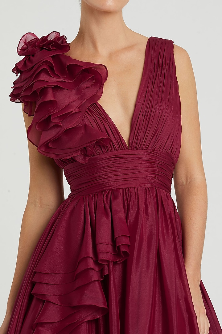 Wine Chiffon Ball Engagement Gown by Mac Duggal at Pernia's Pop Up Shop