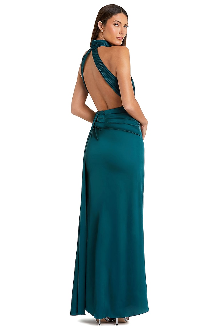 Ocean Blue Polyester Ruched Engagement Gown by Mac Duggal at Pernia's Pop Up Shop