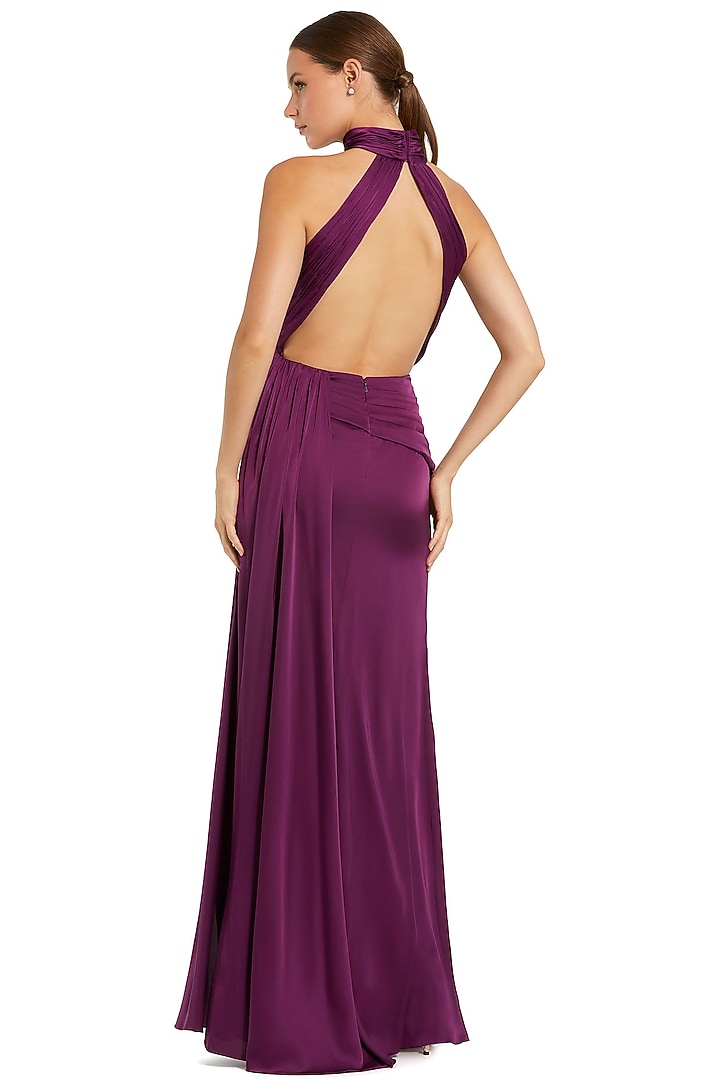 Plum Polyester Ruched Engagement Gown by Mac Duggal at Pernia's Pop Up Shop