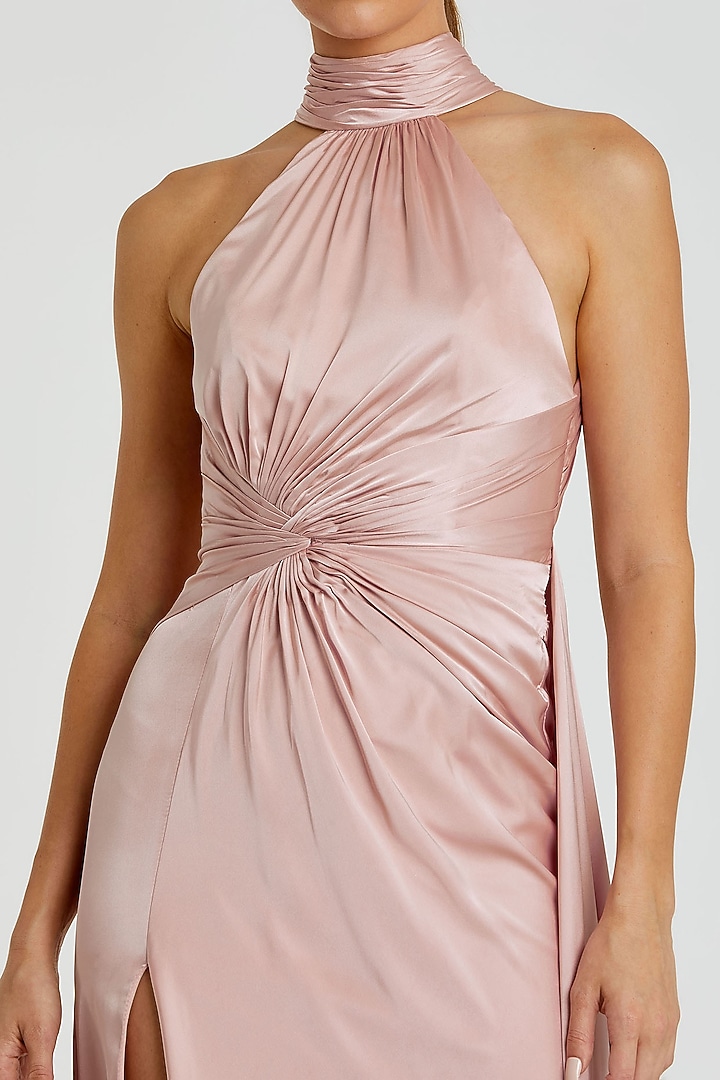 Shell Pink Polyester Ruched Engagement Gown by Mac Duggal at Pernia's Pop Up Shop