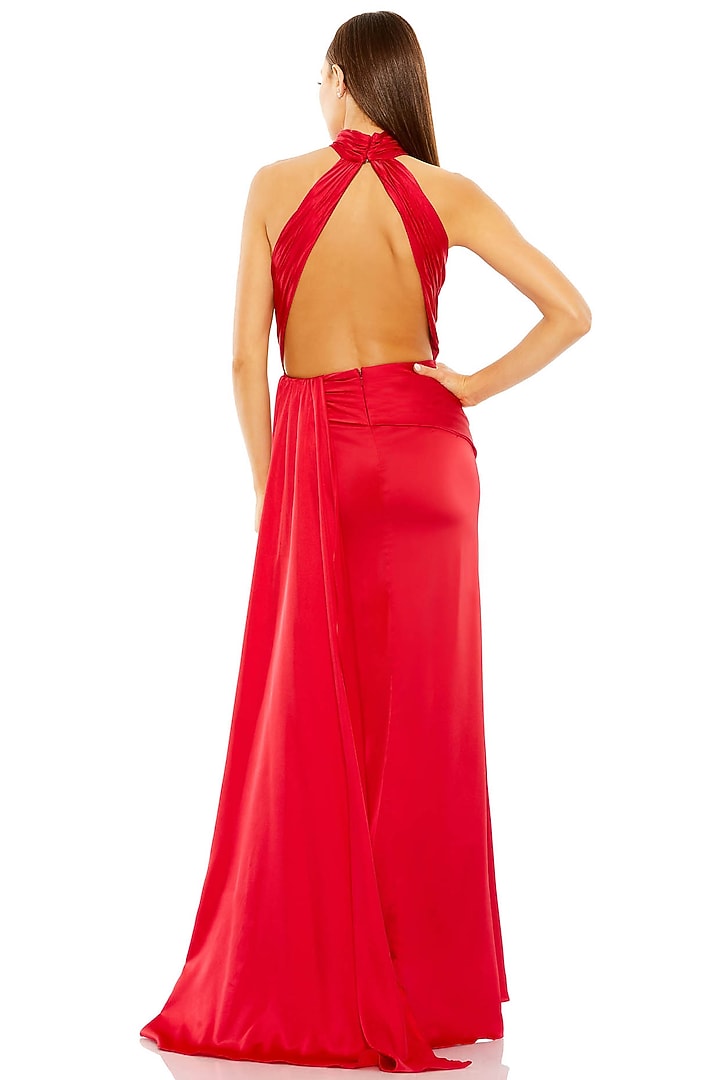 Red Polyester Ruched Engagement Gown by Mac Duggal at Pernia's Pop Up Shop