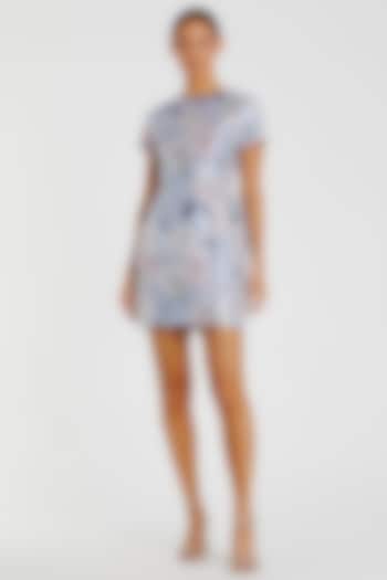 Blue Polyester Floral Printed Mini Cocktail Dress by Mac Duggal at Pernia's Pop Up Shop