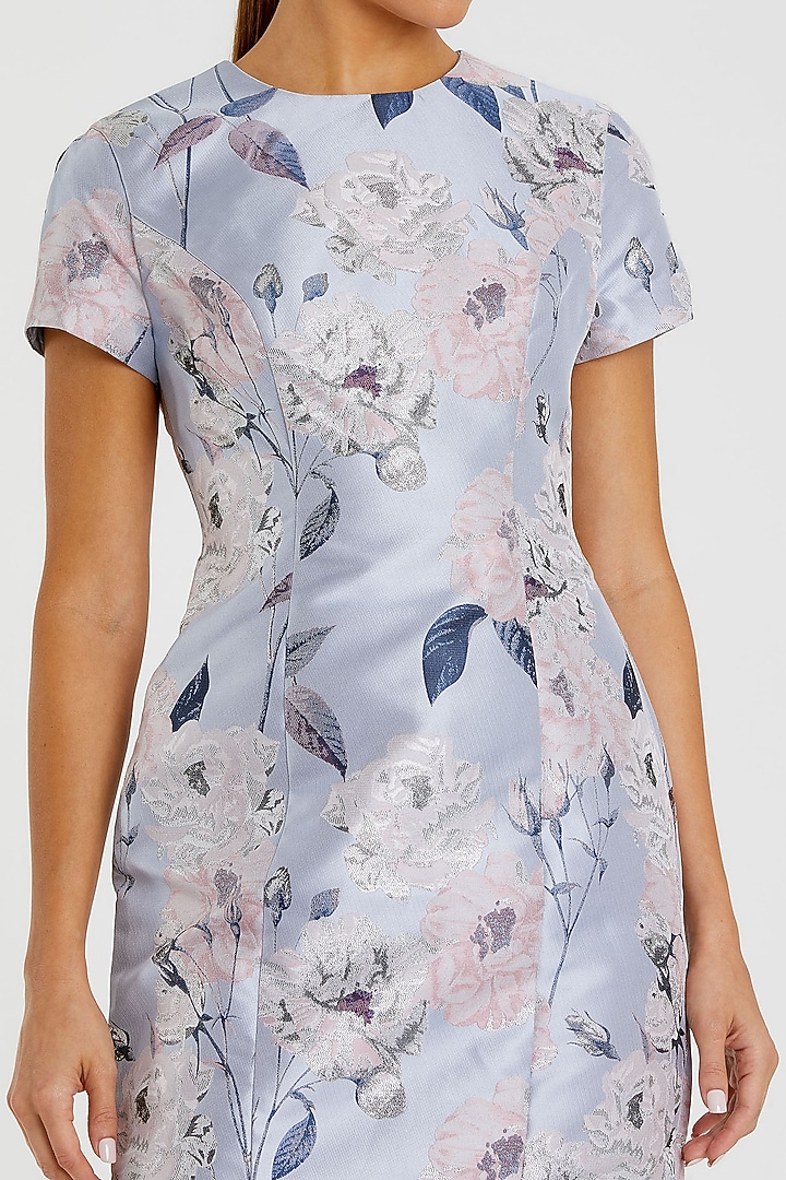 Blue Polyester Floral Printed Mini Cocktail Dress by Mac Duggal at Pernia's Pop Up Shop