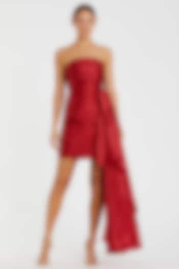 Red Polyester Strapless Mini Cocktail Dress by Mac Duggal at Pernia's Pop Up Shop