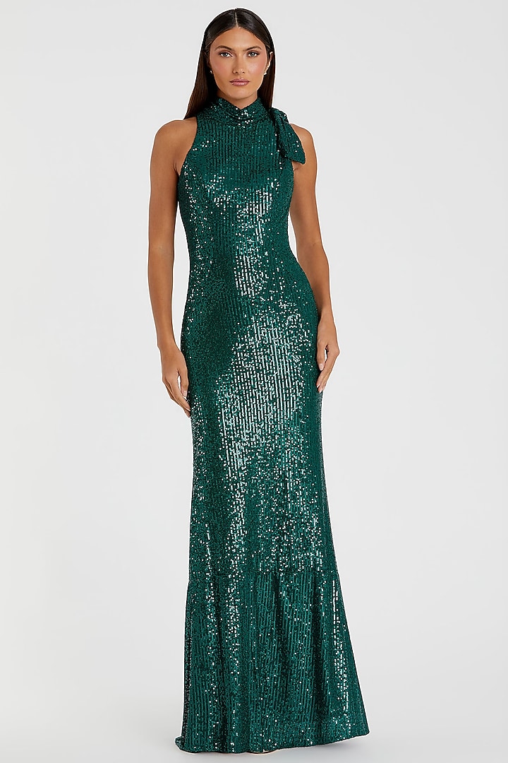 Teal Green Polyester Engagement Gown by Mac Duggal at Pernia's Pop Up Shop