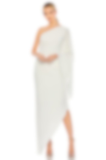 Ivory Polyester High-Low Cocktail Dress by Mac Duggal at Pernia's Pop Up Shop
