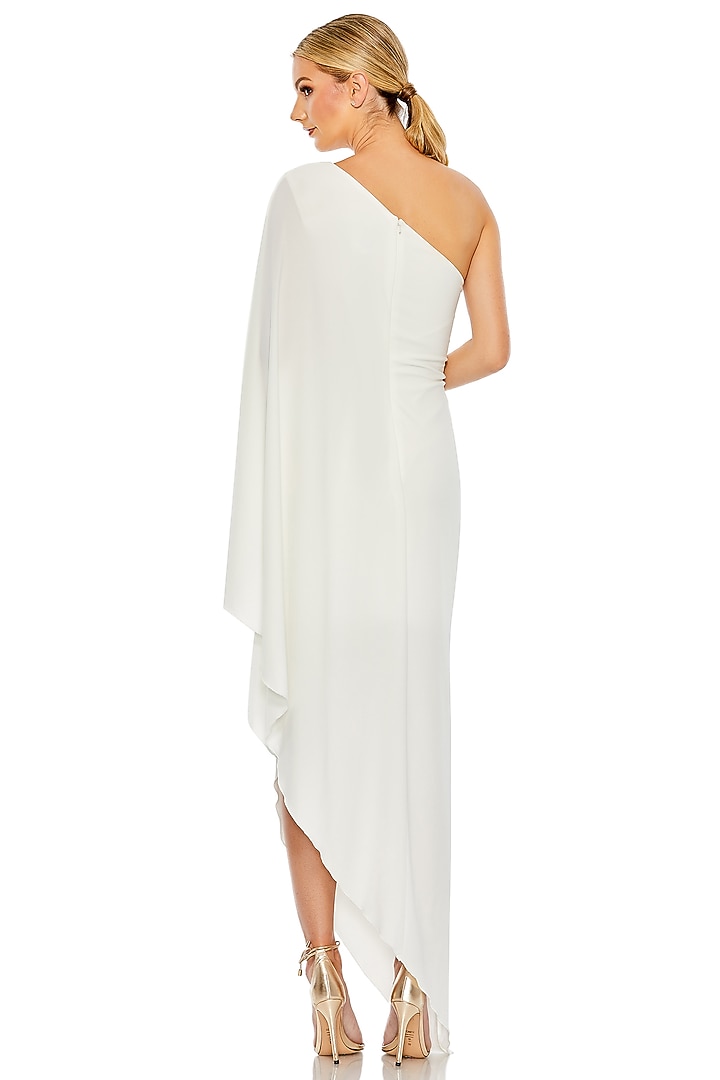 Ivory Polyester High-Low Cocktail Dress by Mac Duggal at Pernia's Pop Up Shop