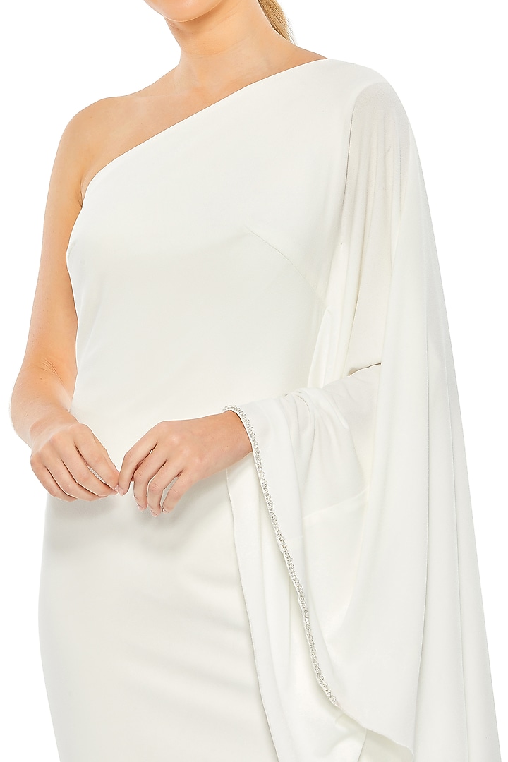 Ivory Polyester High-Low Cocktail Dress by Mac Duggal at Pernia's Pop Up Shop