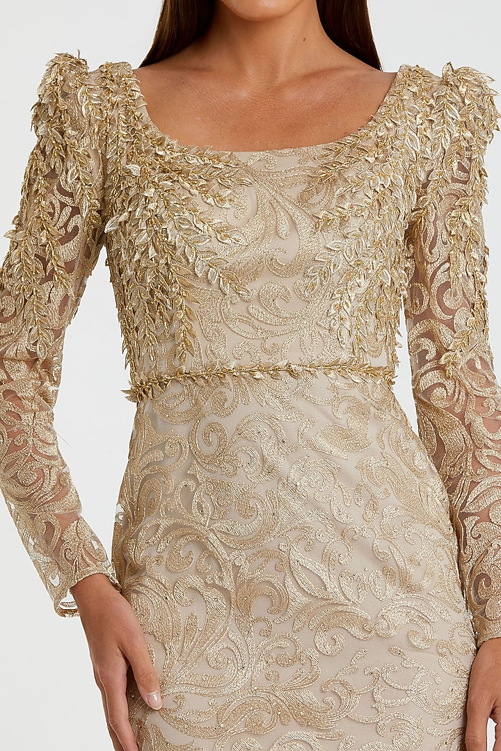 Light Gold Polyester Embroidered Engagement Gown by Mac Duggal at Pernia's Pop Up Shop