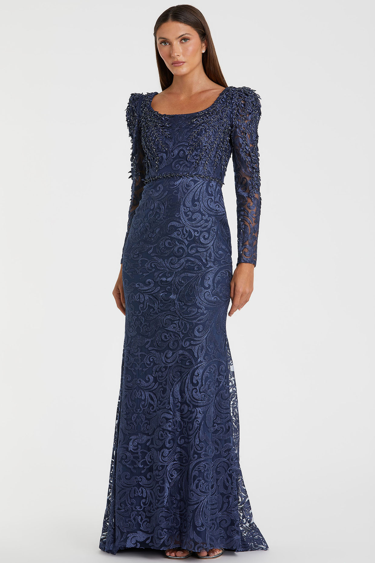 Midnight Blue Polyester Embellished Engagement Gown by Mac Duggal at Pernia's Pop Up Shop