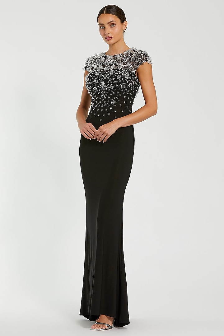 Black Jersey Hand Embellished Engagement Gown by Mac Duggal at Pernia's Pop Up Shop