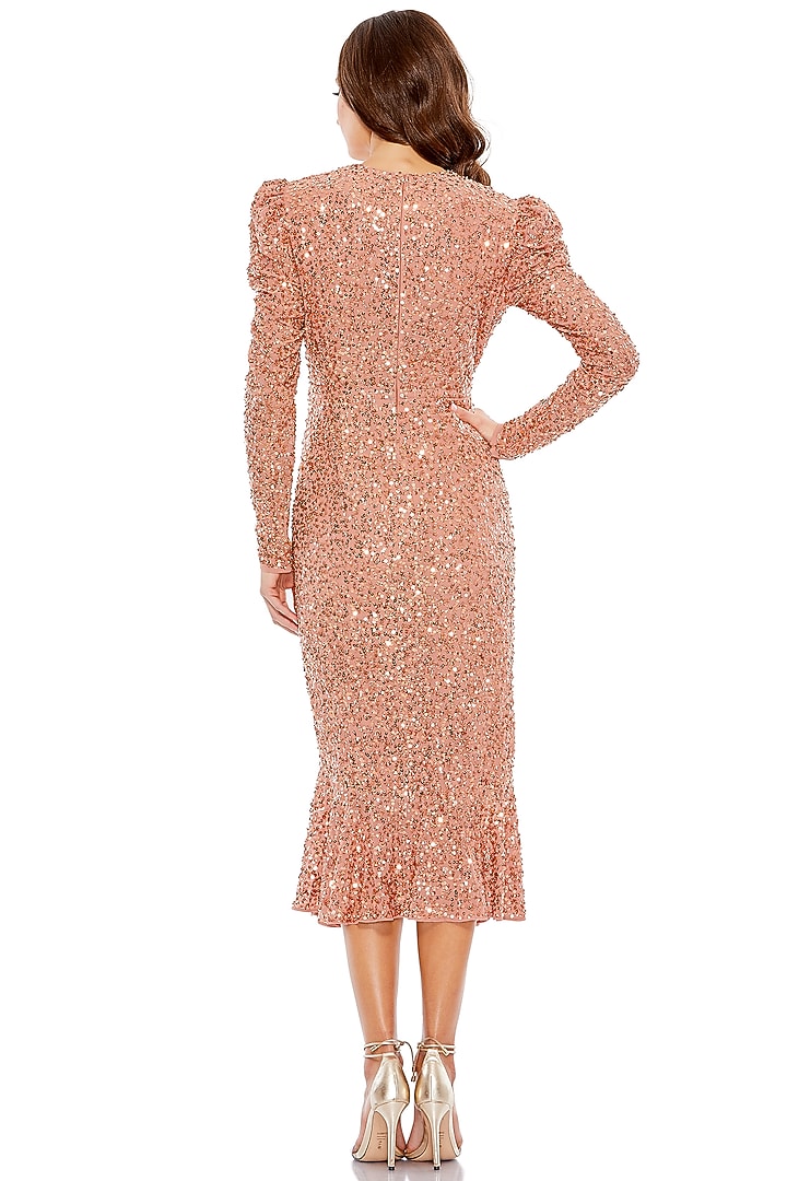 Copper Polyester Midi Cocktail Dress by Mac Duggal at Pernia's Pop Up Shop