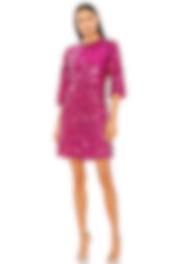Hot Pink Polyester Embellished Mini Party Wear Dress by Mac Duggal at Pernia's Pop Up Shop