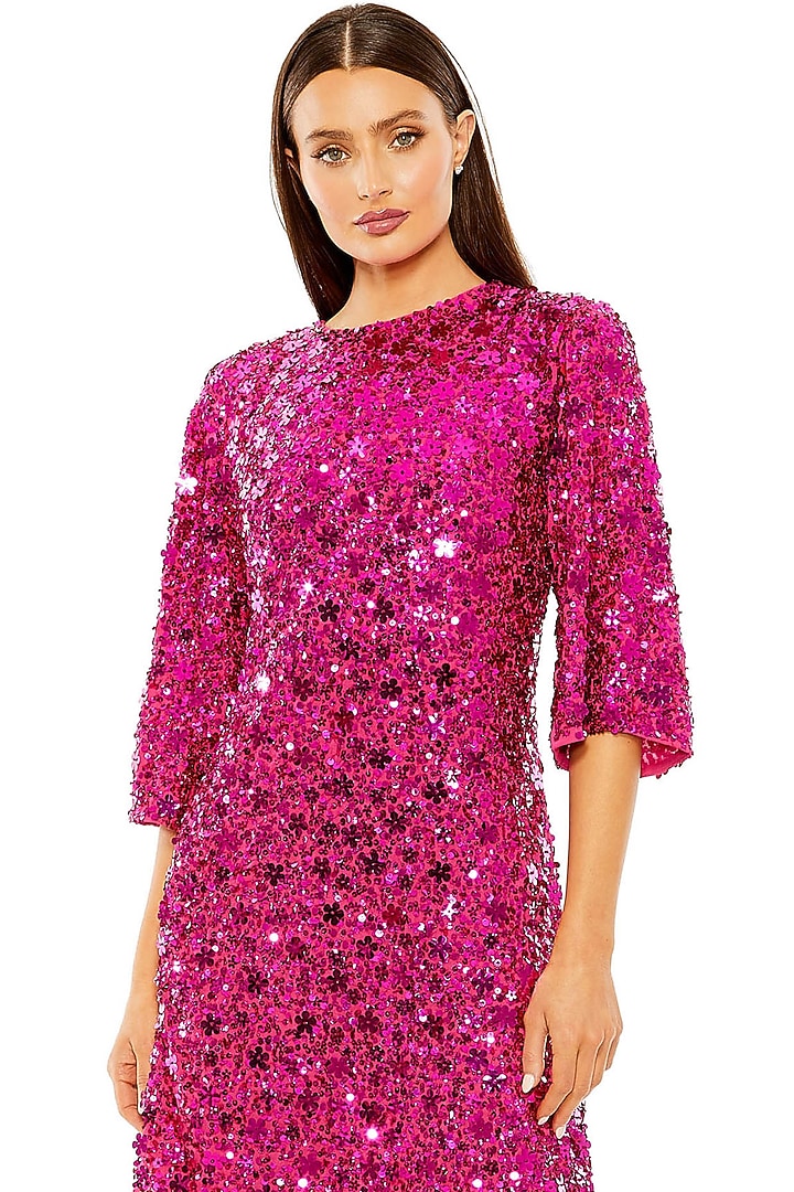 Hot Pink Polyester Embellished Mini Party Wear Dress by Mac Duggal at Pernia's Pop Up Shop
