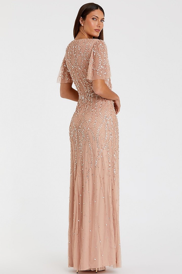 Nude Mesh Embellished Engagement Gown by Mac Duggal at Pernia's Pop Up Shop