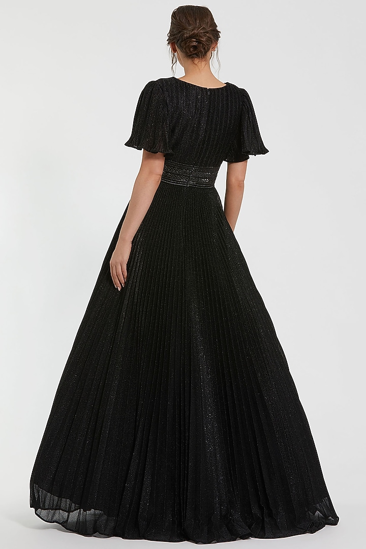 Black Shimmer Georgette Ball Engagement Gown by Mac Duggal at Pernia's Pop Up Shop