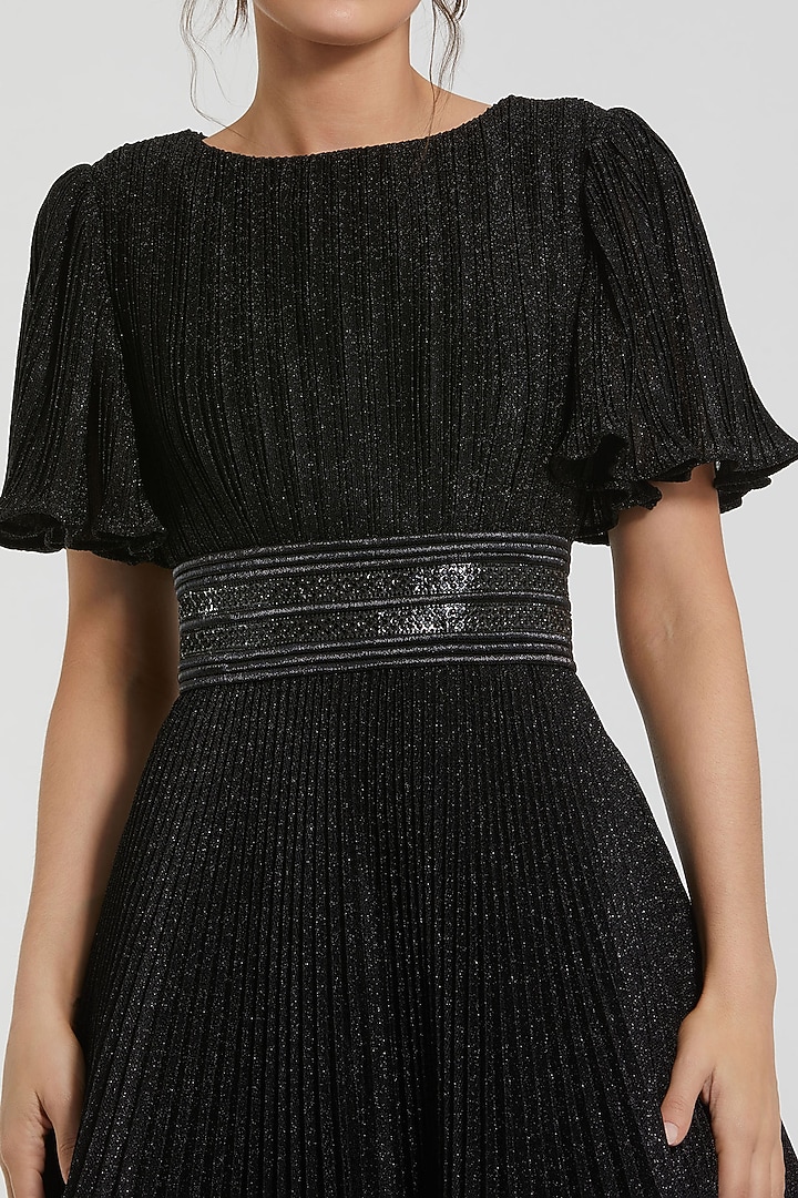 Black Shimmer Georgette Ball Engagement Gown by Mac Duggal at Pernia's Pop Up Shop