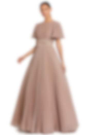 Rose Gold Shimmer Georgette Ball Engagement Gown by Mac Duggal at Pernia's Pop Up Shop