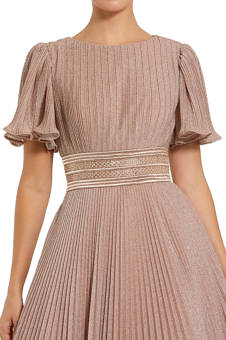 Rose Gold Shimmer Georgette Ball Engagement Gown by Mac Duggal at Pernia's Pop Up Shop
