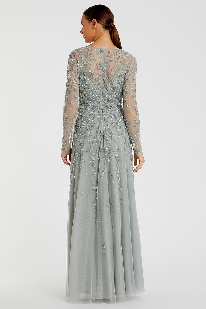 Sage Green Polyester Embellished Engagement Gown by Mac Duggal at Pernia's Pop Up Shop