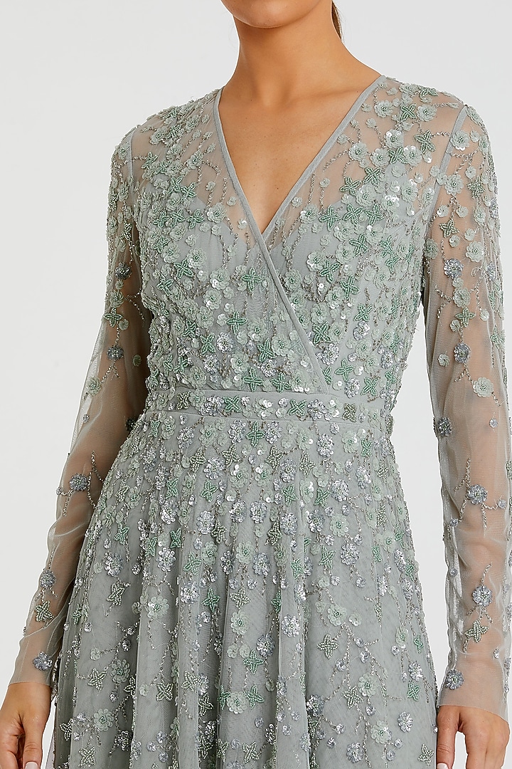 Sage Green Polyester Embellished Engagement Gown by Mac Duggal at Pernia's Pop Up Shop