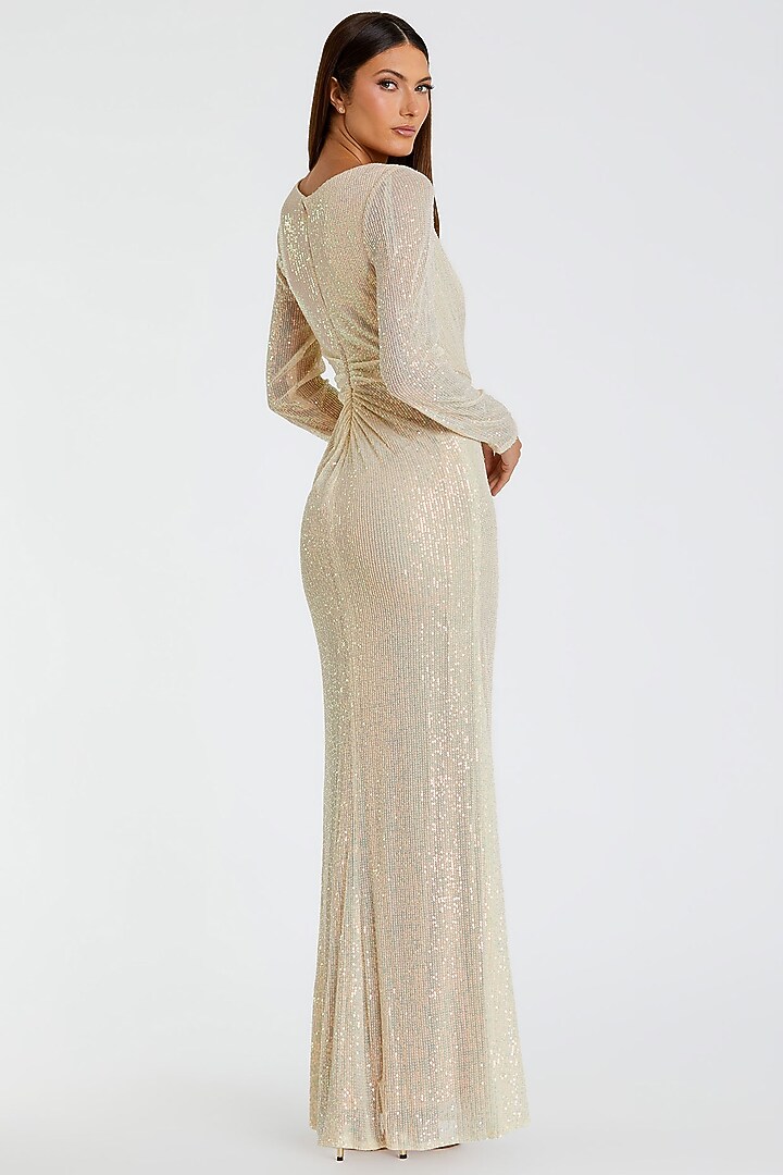 Pearl White Sequined Mesh Engagement Gown by Mac Duggal at Pernia's Pop Up Shop