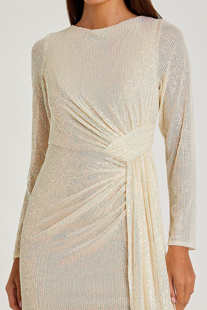Pearl White Sequined Mesh Engagement Gown by Mac Duggal at Pernia's Pop Up Shop
