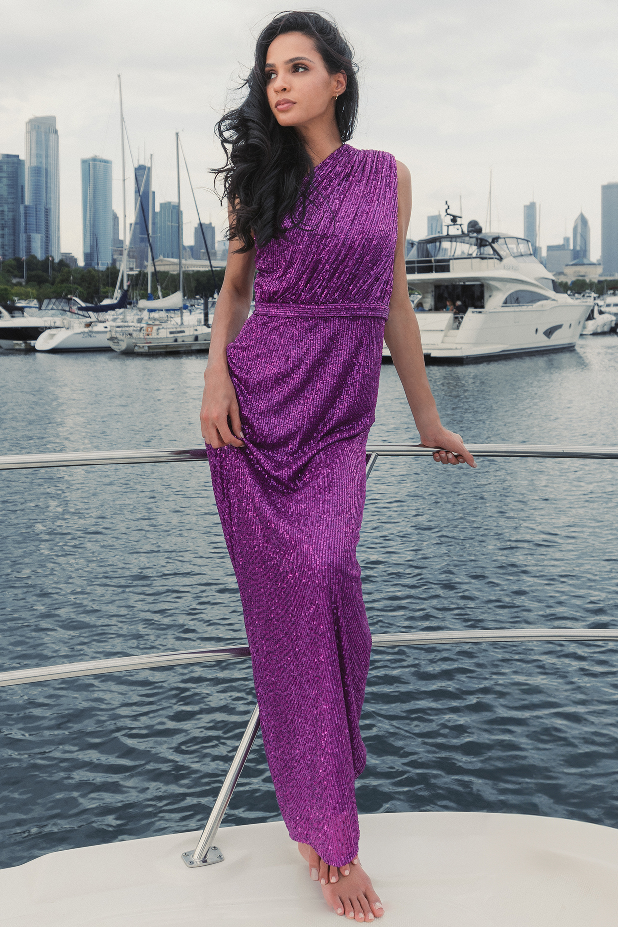 Purple Sequins One-Shoulder Engagement Gown by Mac Duggal at Pernia's Pop Up Shop