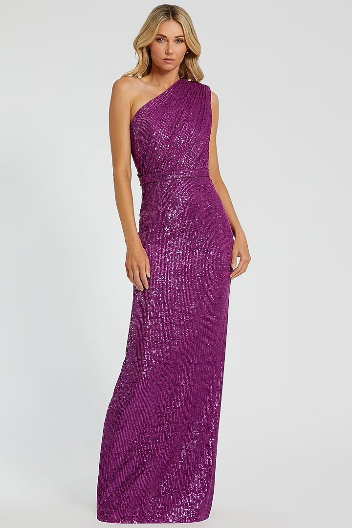 Purple Sequins One-Shoulder Engagement Gown by Mac Duggal at Pernia's Pop Up Shop