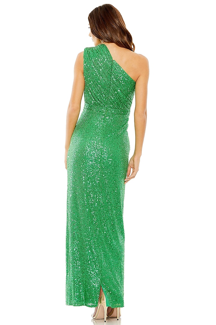 Green Sequins One-Shoulder Engagement Gown by Mac Duggal at Pernia's Pop Up Shop