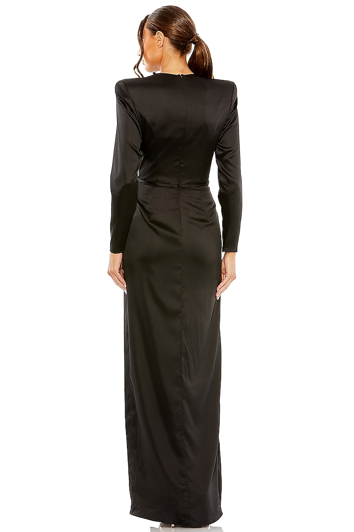 Black Satin Engagement Gown by Mac Duggal at Pernia's Pop Up Shop