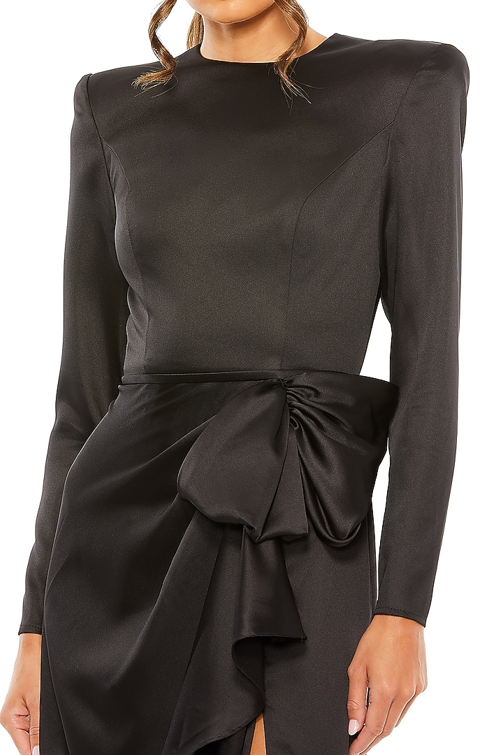 Black Satin Engagement Gown by Mac Duggal at Pernia's Pop Up Shop