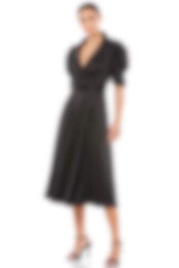 Black Satin Engagement Gown by Mac Duggal at Pernia's Pop Up Shop