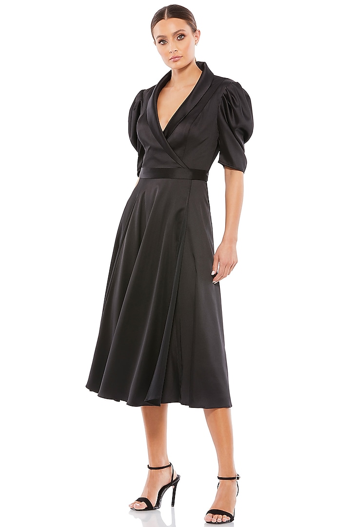 Black Satin Engagement Gown by Mac Duggal at Pernia's Pop Up Shop