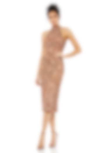 Copper Polyester Midi Cocktail Dress by Mac Duggal at Pernia's Pop Up Shop