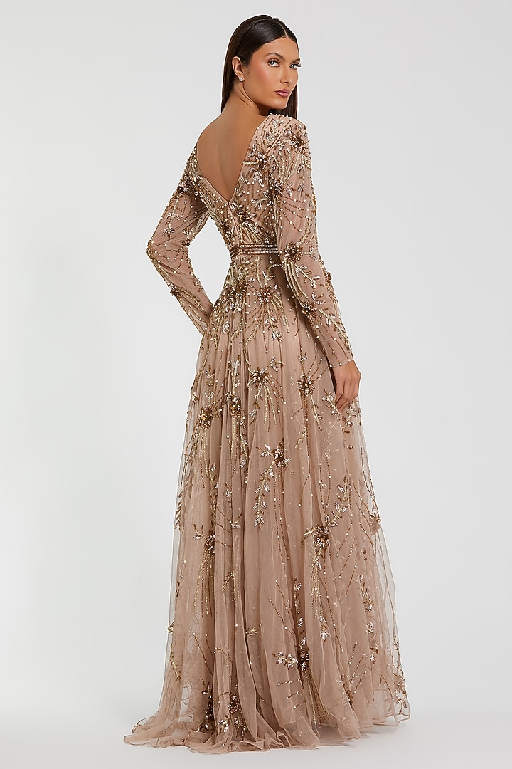 Magenta Polyester Embellished Wedding Gown by Mac Duggal at Pernia's Pop Up Shop