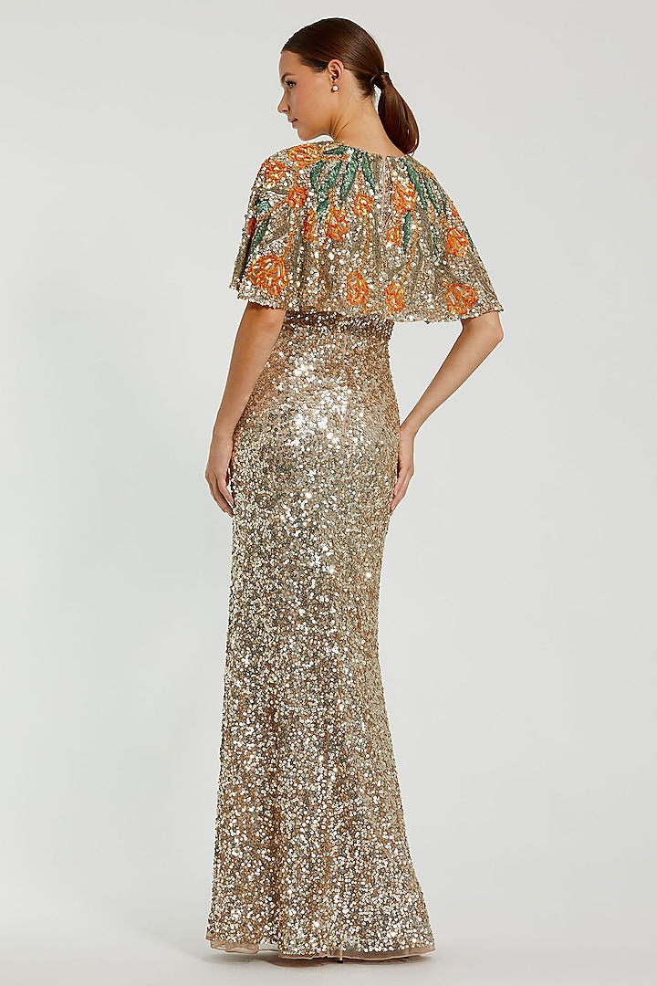 Gold Polyester Embellished Wedding Gown by Mac Duggal at Pernia's Pop Up Shop