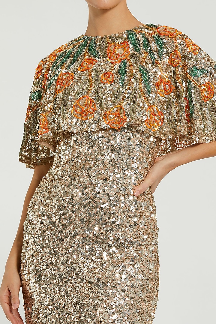 Gold Polyester Embellished Wedding Gown by Mac Duggal at Pernia's Pop Up Shop