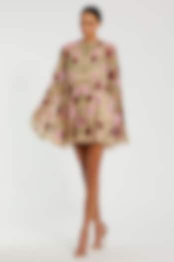 Nude Polyester Embroidered Mini Cocktail Dress by Mac Duggal at Pernia's Pop Up Shop