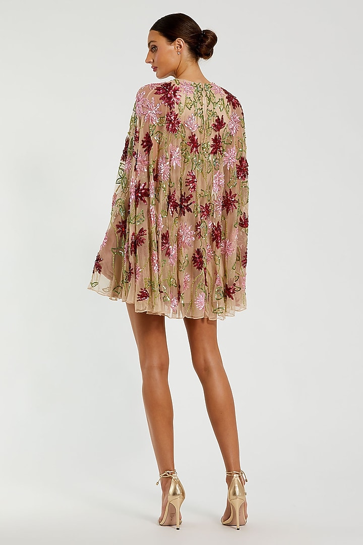Nude Polyester Embroidered Mini Cocktail Dress by Mac Duggal at Pernia's Pop Up Shop