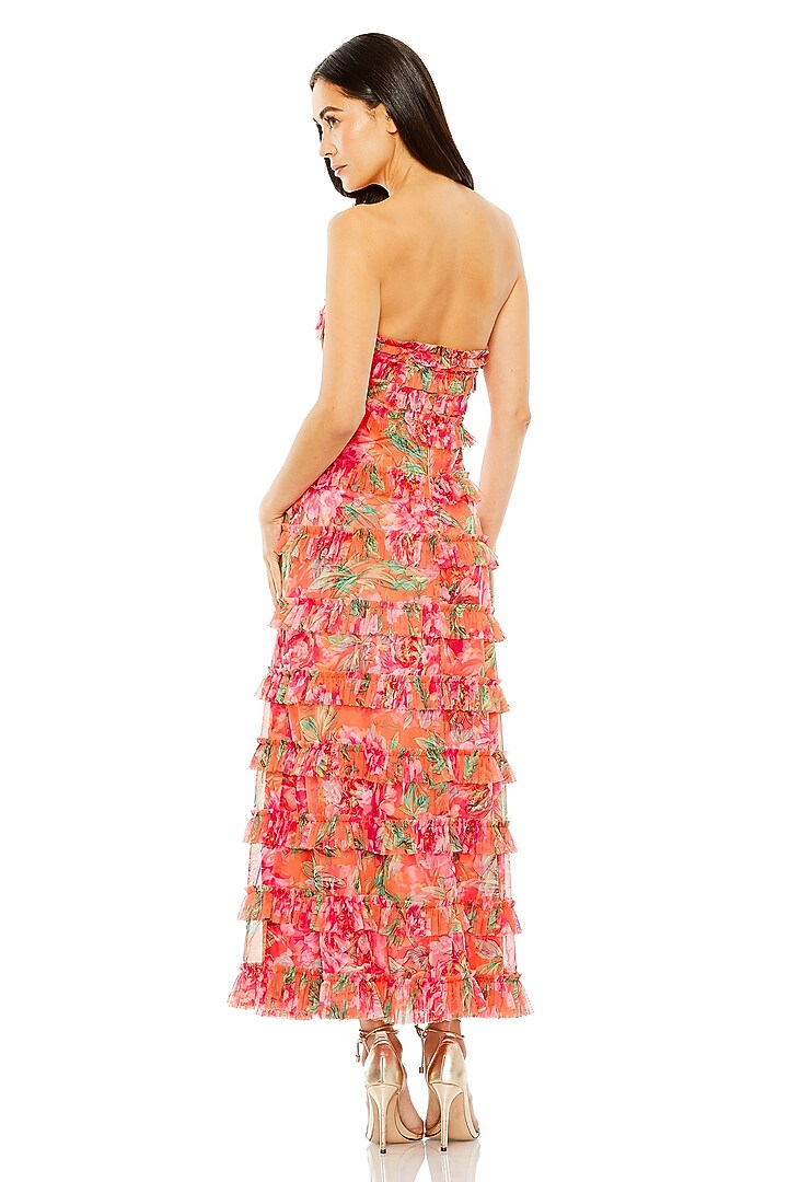 Orange Polyester Ruffled Party Wear Dress by Mac Duggal at Pernia's Pop Up Shop