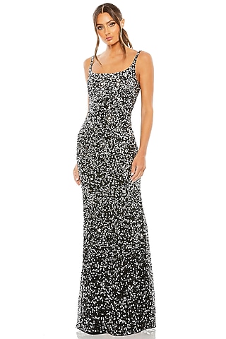 Black Polyester Slip Dress by Mac Duggal