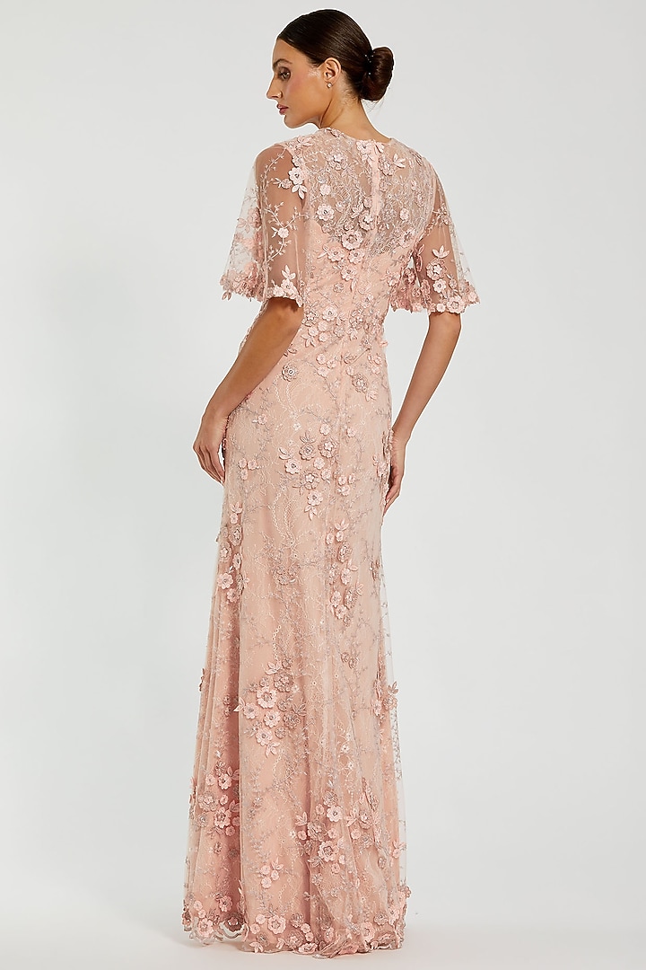 Rose Gold Polyester Floral Embroidered Engagement Gown by Mac Duggal at Pernia's Pop Up Shop