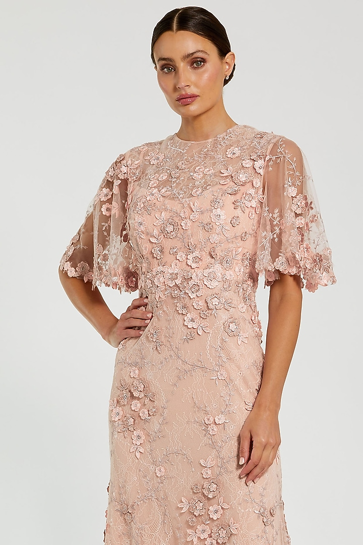 Rose Gold Polyester Floral Embroidered Engagement Gown by Mac Duggal at Pernia's Pop Up Shop