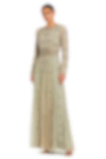 Green Polyester Embellished A-Line Gown by Mac Duggal at Pernia's Pop Up Shop