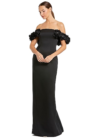 Black Polyester Embellished Gown by Mac Duggal