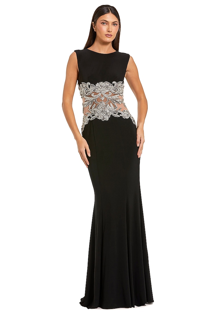 Black Polyester Embellished Engagement Gown by Mac Duggal at Pernia's Pop Up Shop