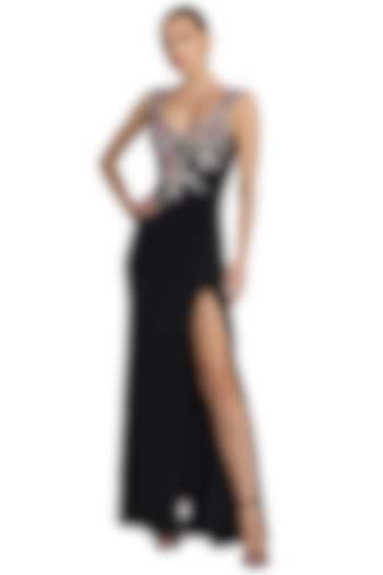 Black Polyester Embellished Wedding Gown by Mac Duggal at Pernia's Pop Up Shop