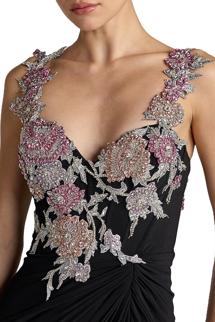Black Polyester Embellished Wedding Gown by Mac Duggal at Pernia's Pop Up Shop